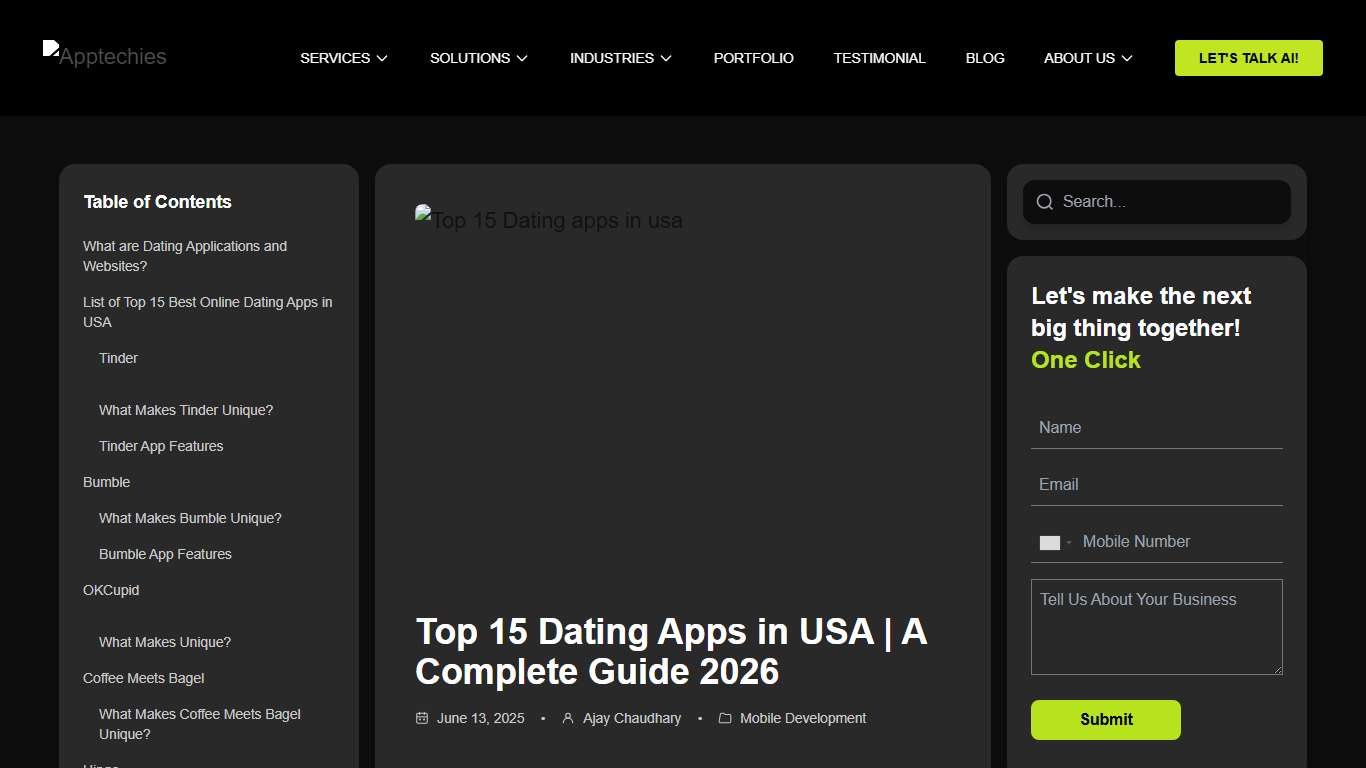 Top 15 Dating Apps in USA A Complete Guide 2026 – Apptechies
